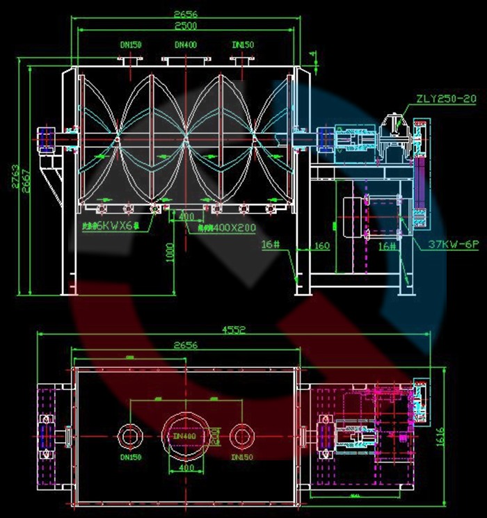 臥式螺帶混合機(jī)技術(shù)圖紙 臥式螺帶混合機(jī)技術(shù)圖紙